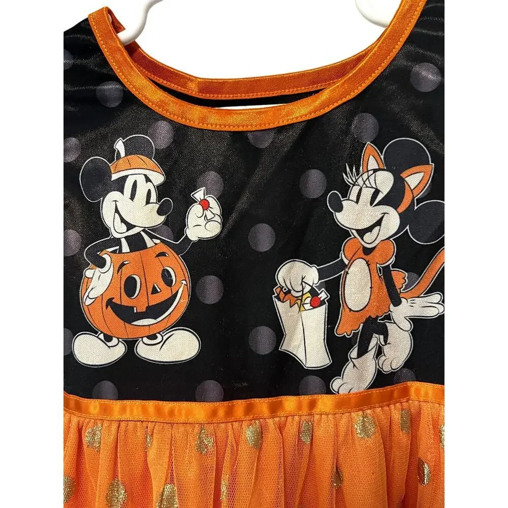 Disney Mickey & Minnie Orange Gold Polka Dot Nightgown Size 4T NWOT - Picture 4 of 6